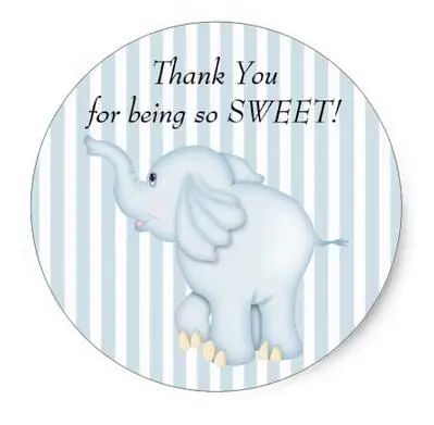 

1.5inch Thank You Blue Elephant Baby Shower Classic Round Sticker