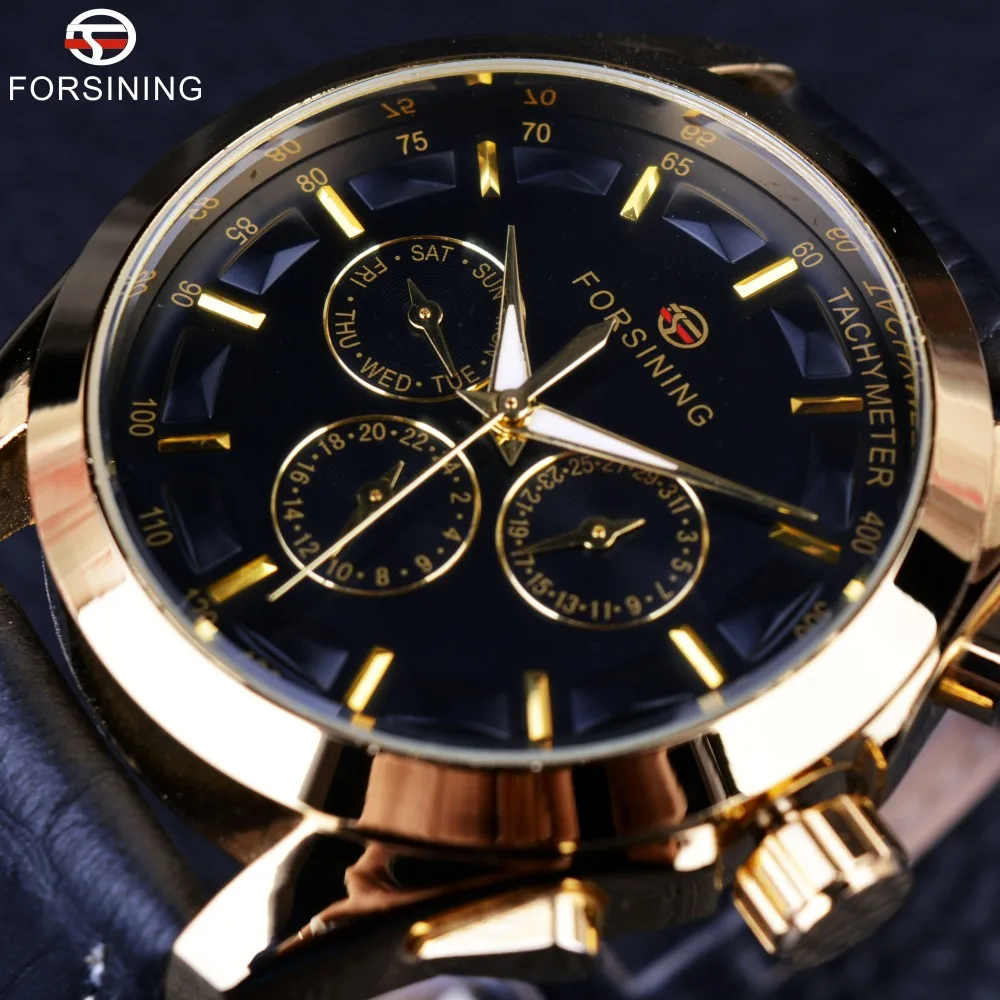 Forsining 2016 ретро модные дизайнерские часы с тремя циферблатами украшения из