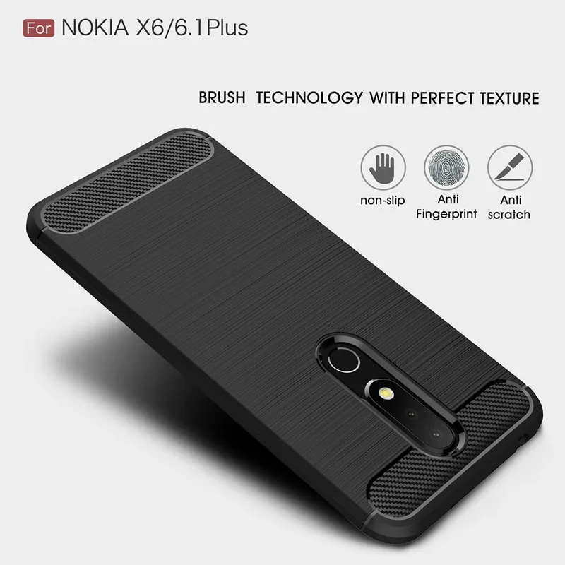 Carbon Fiber Case For Nokia 9 PureView Silicone Soft TPU Nokia9 Cover Black Cases 7.1 6.1 Plus X7 X6 | Мобильные телефоны и