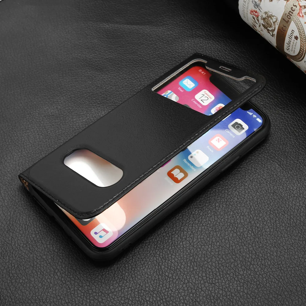 Cyboris натуральная кожа мульти Функция al Вид из окна откидная крышка для iphone х Подставка Функция чехол для iPhone x 5." iPhone X