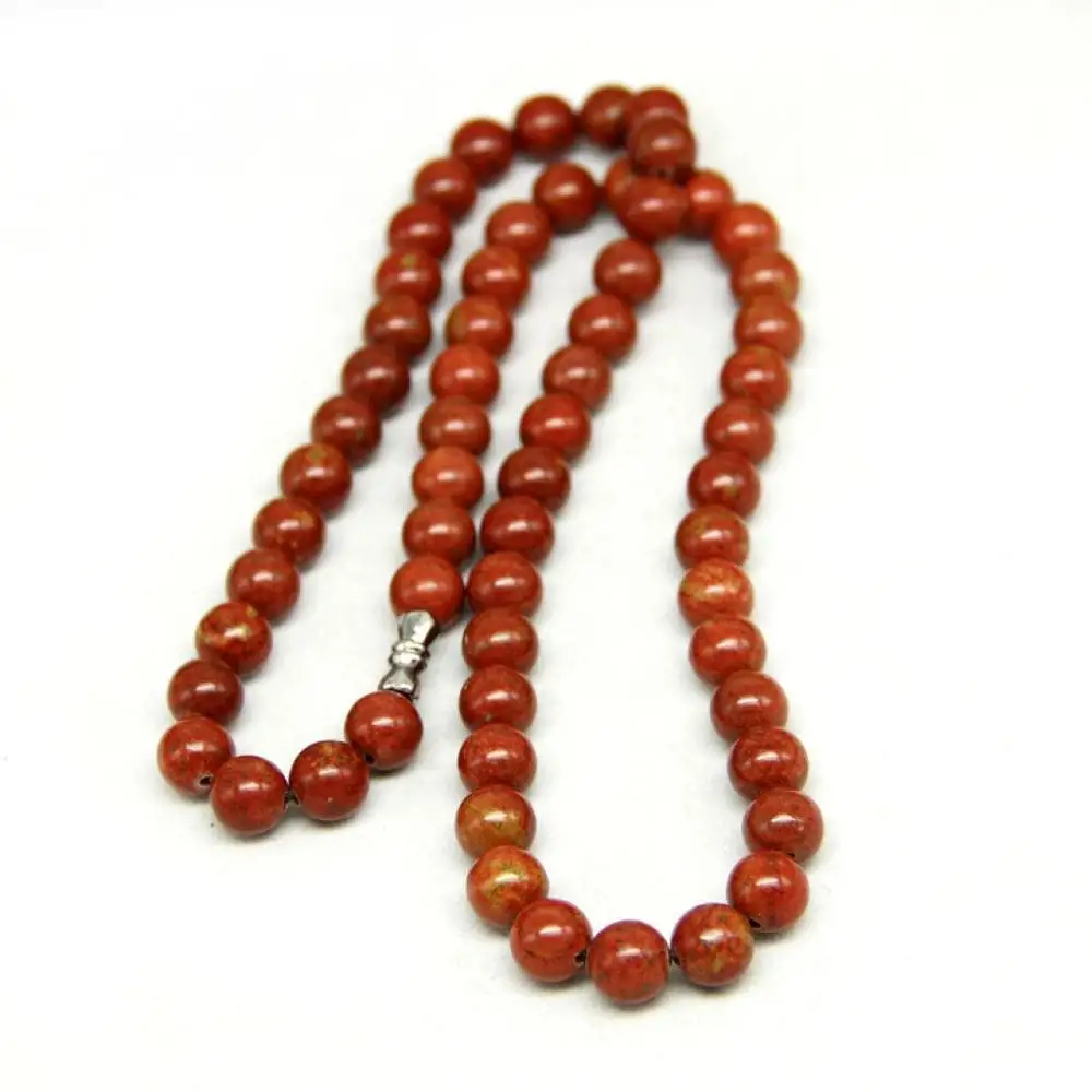 Natural sibin rich red bian stone necklace 8mm necklace for male and female