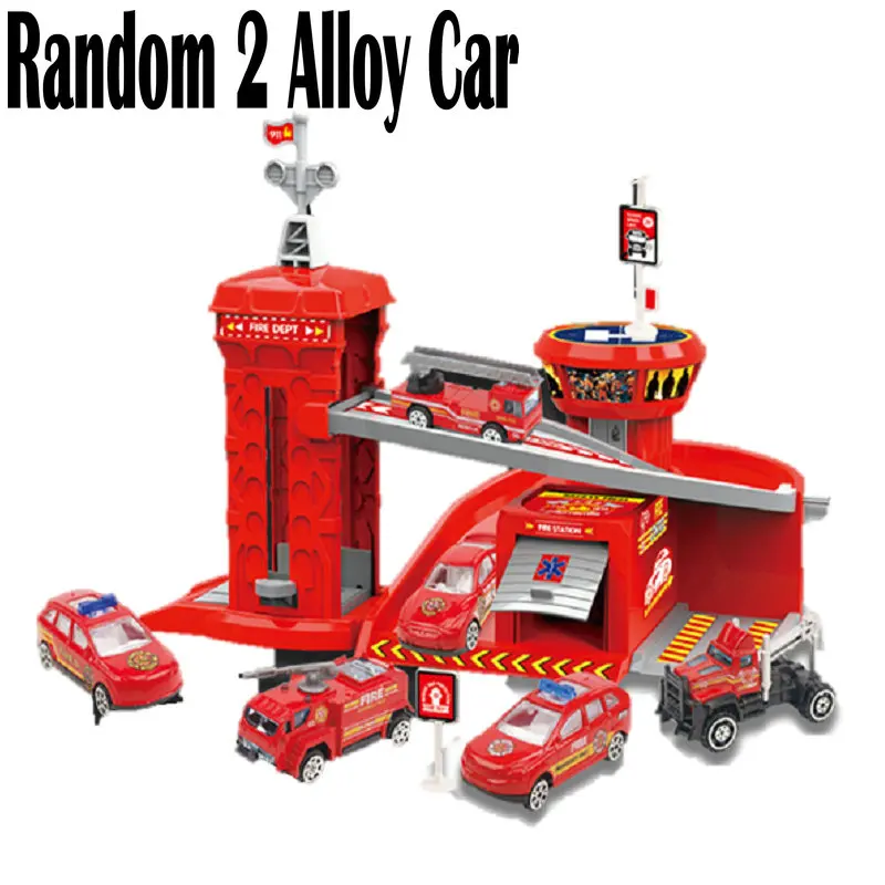 Fire Truck Детская игрушка парковка строительная машина пожарная машина сборка трек Игрушечная машина место парковки отличные подарки для детей - Цвет: Fire Truck