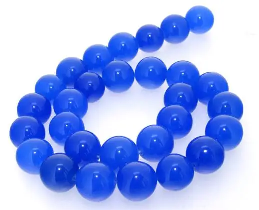 

Unique Pearls jewellery Store Blue Jade Round 14mm Gemstone Loose Beads One Full Strand 15'' LC3-0299