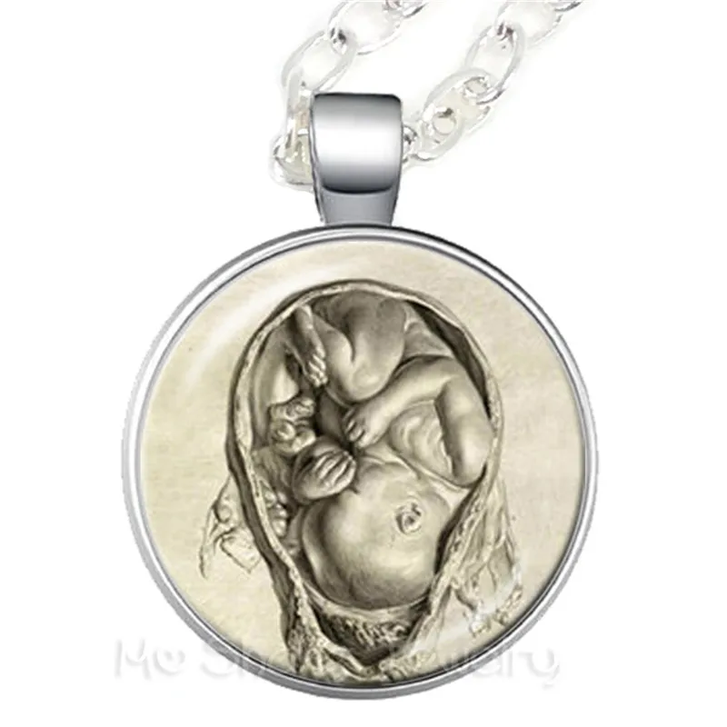

Steampunk Human Anatomy Necklace Glass Cabochon Science Medical Punk Sweaterchain Glass Dome Brain Eye Jewelry