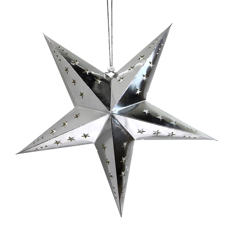 Sunbeauty 7pcs/set 19+32cm Pleated Paper Lanterns Honeycomb Balls Silver Star Party Decorations Background Hanging Decor|decor background|ball