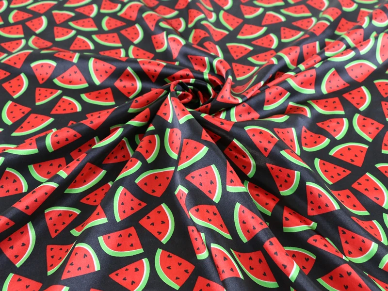 Мягкий шелковистый атласный шармёз материал шарфы подкладки Diy арбуз ткань|watermelon