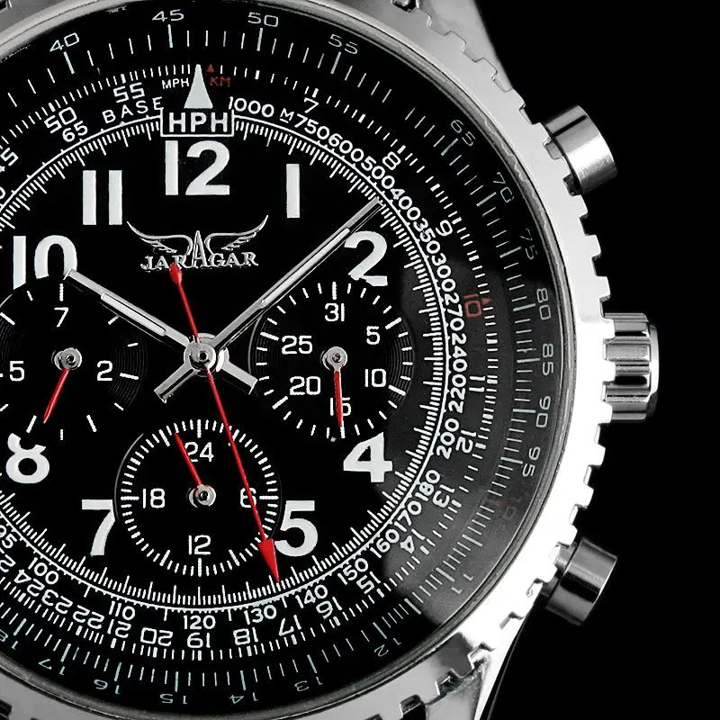 Classique Авиатор acier inoxydable complet De Luxe calendrier Дата Jour Affichage emballage Кадо Hommes Montre mecanique