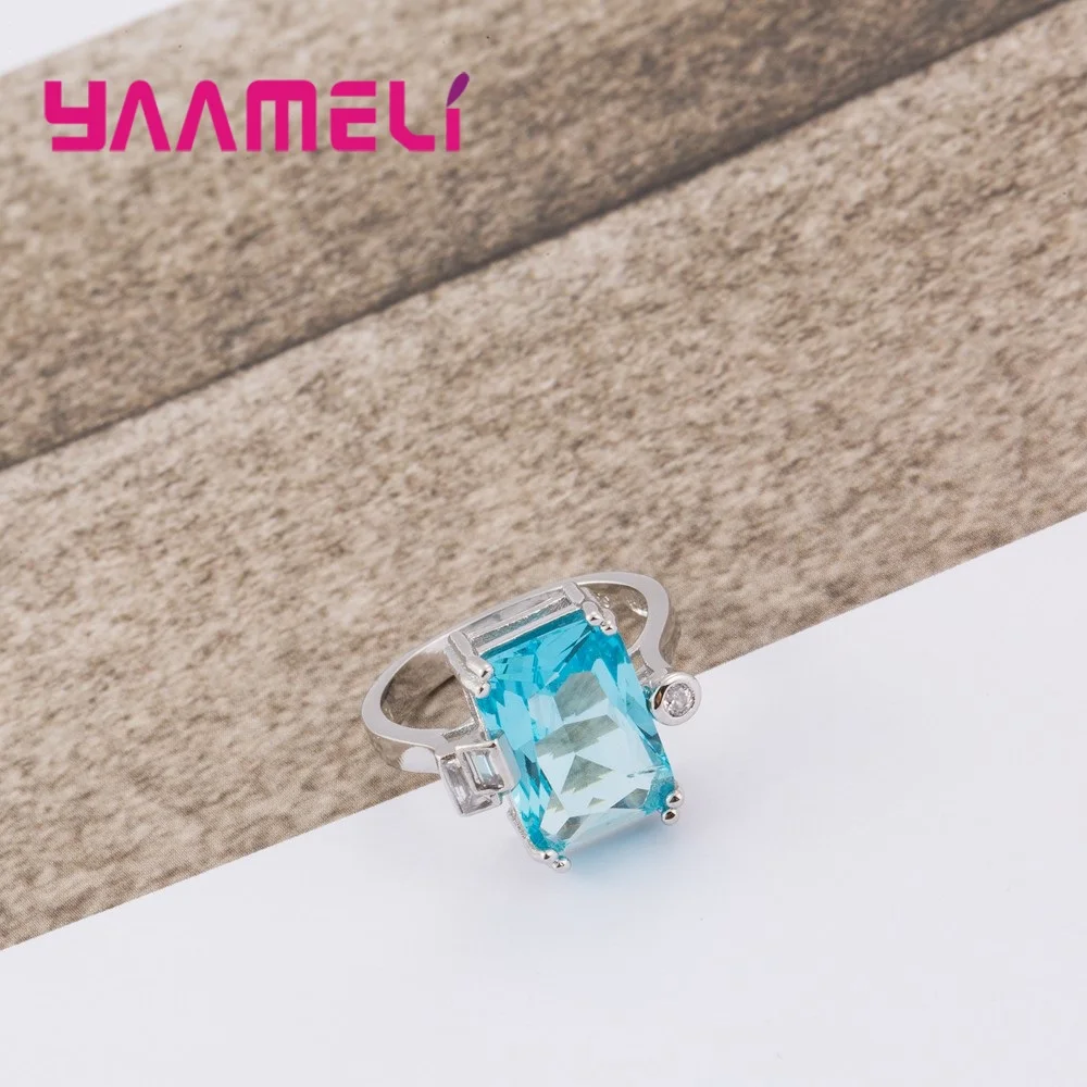 Новое Стильное кольцо из стерлингового серебра 925 пробы с голубым CZ камнем AAA