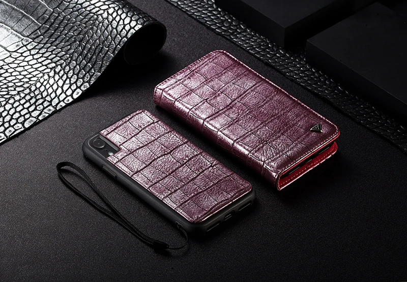Чехол-бумажник WHATIF для Iphone Xs Max Xr X 8 7 Plus, кожаный чехол с узором «крокодиловая кожа», Отделяемый магнитной застежкой, чехол-книжка с подставкой для карт