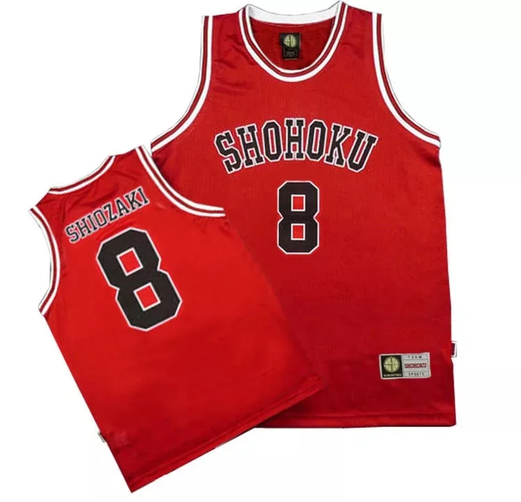 No. 8 Shiozaki Аниме Shohoku школьная баскетбольная команда 1-15 SLAM DUNK Косплей Костюм Sakuragi Джерси для косплея Hanamichi Топы рубашка Спортивная одежда Униформа - Цвет: No. 8 Shiozaki