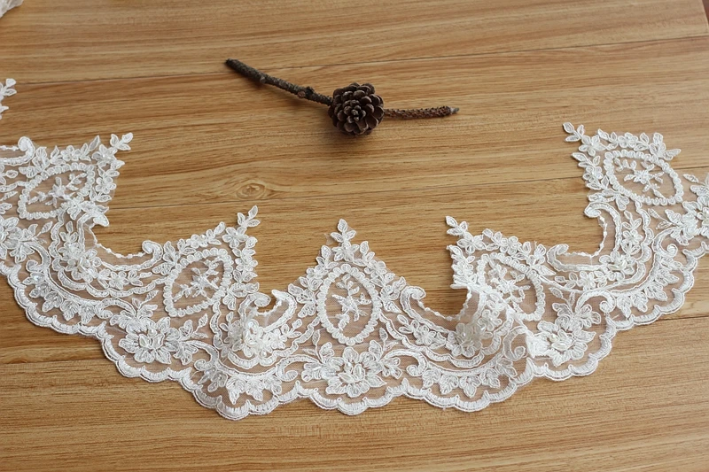 Alencon цвета слоновой кости кружевная отделка высокого качества ручной работы с