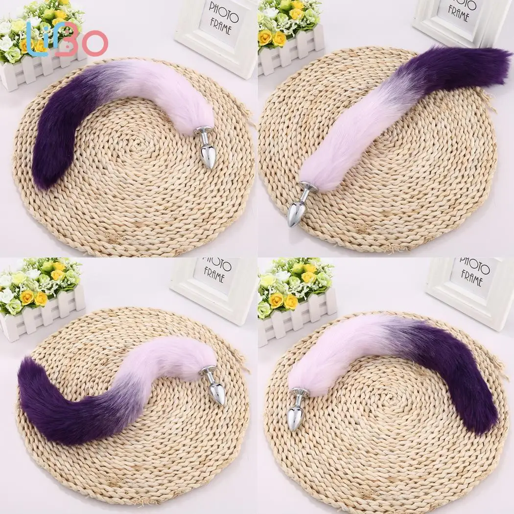 Li bo Анальная пробка с большой настоящий кристалл лиса хвосты металлическая