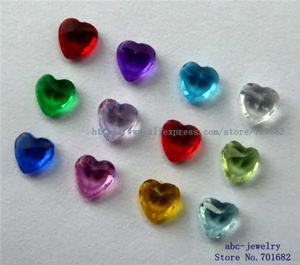 12 шт смешанные цвета 4 мм камень талисман в форме сердца Плавающий Шарм для