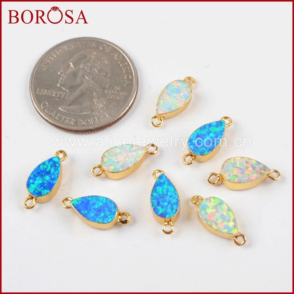 BOROSA 10 шт. новые каплевидные золотые японские опаловые соединители сделанные из