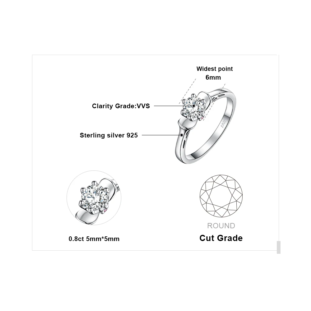 JewelryPalace цветок Blossom 0.8ct кубического циркония Solitaire обручение кольцо 925 пробы