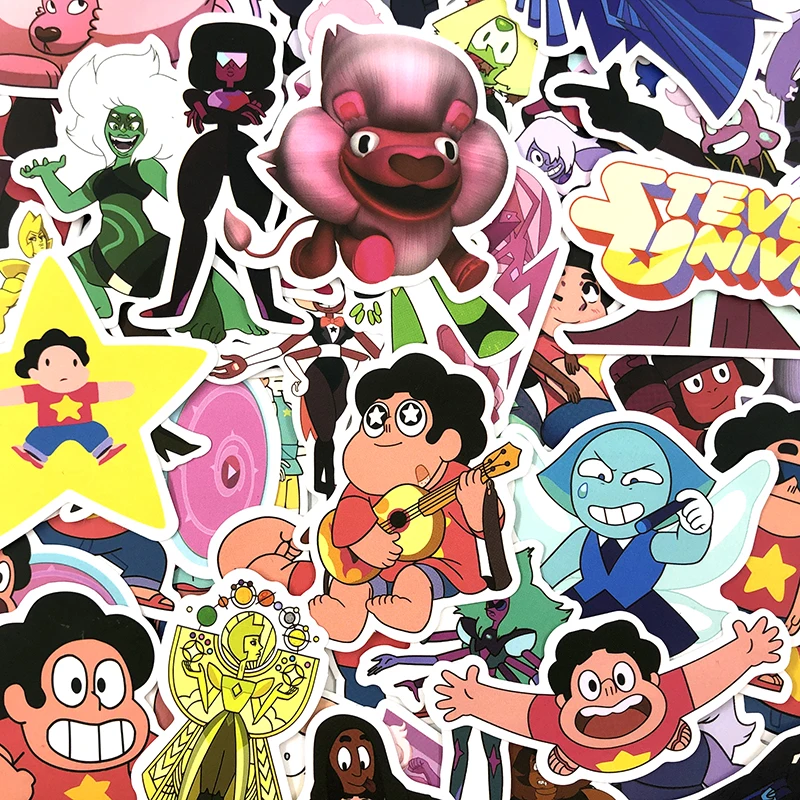 Pegatinas de dibujos animados para coche, pegatinas divertidas de Steven Universe para port&aacute;til, bicicleta, cuaderno, impermeables, 50 unids/set por juego-3