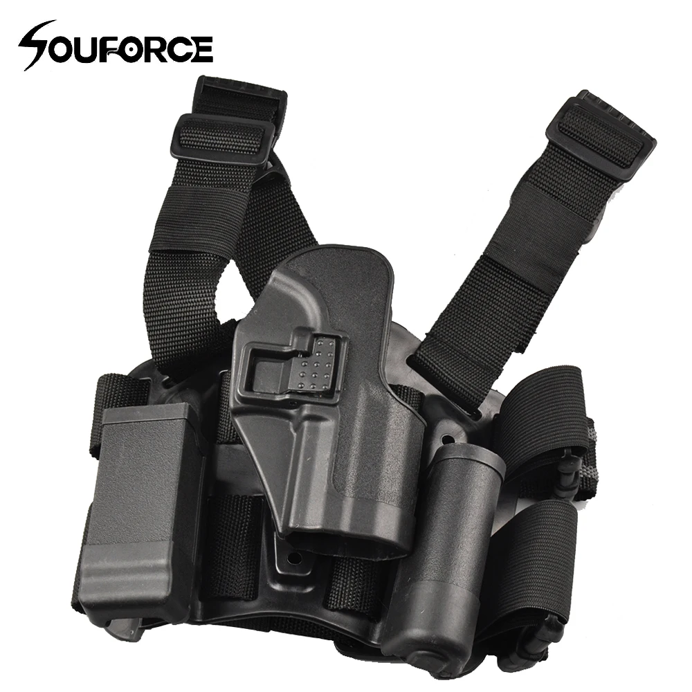 

Tactical Leg Set Combat Belt Hunting Holster Airsoft Drop Leg Right Handed Pistol Gun Holster Set