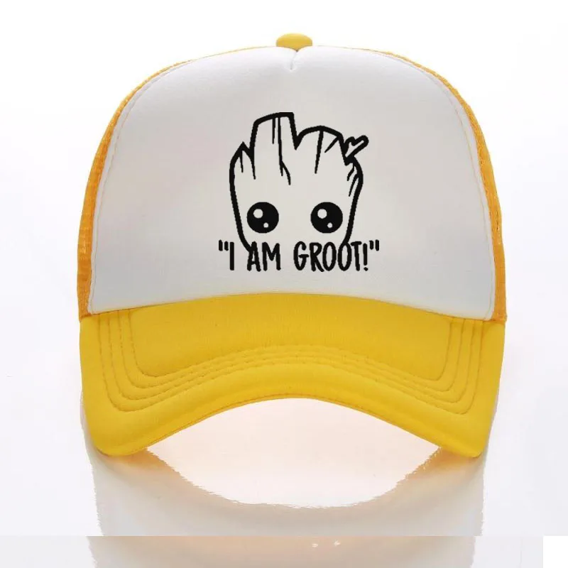 Новое поступление, Детская летняя кепка I AM GROOT, Кепка Дальнобойщика с сеткой, бейсболки для мальчиков, шляпы для взрослых и детей, самодельные шляпы для малышей - Цвет: 5