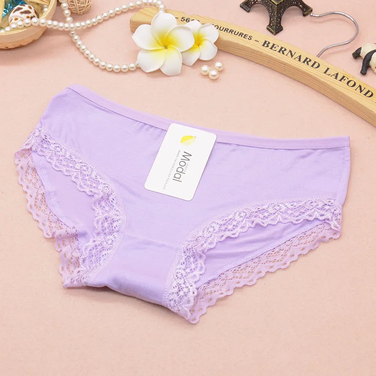 

Modal Cotton Briefs Panty Sexy Lace Women Underwear Girls Basic Elasticity Underpants