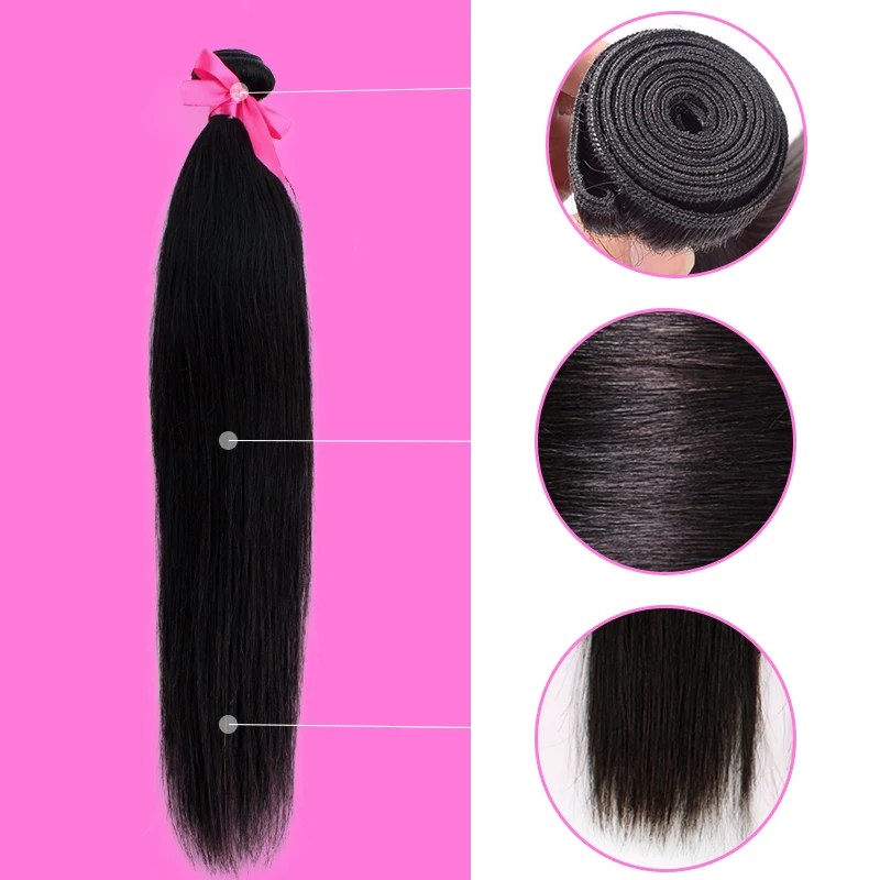 8A Brazilian Straight Hair 1 Bundle Weave Bundles Virgin Human Extension Soft |