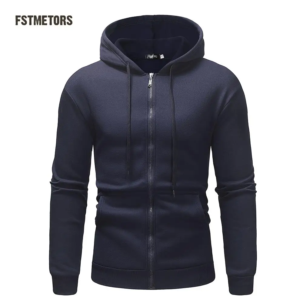 2018 Men's Hoodie Casual Solid Color Zipper Neutral Minimalist Fashion Sports | Мужская одежда