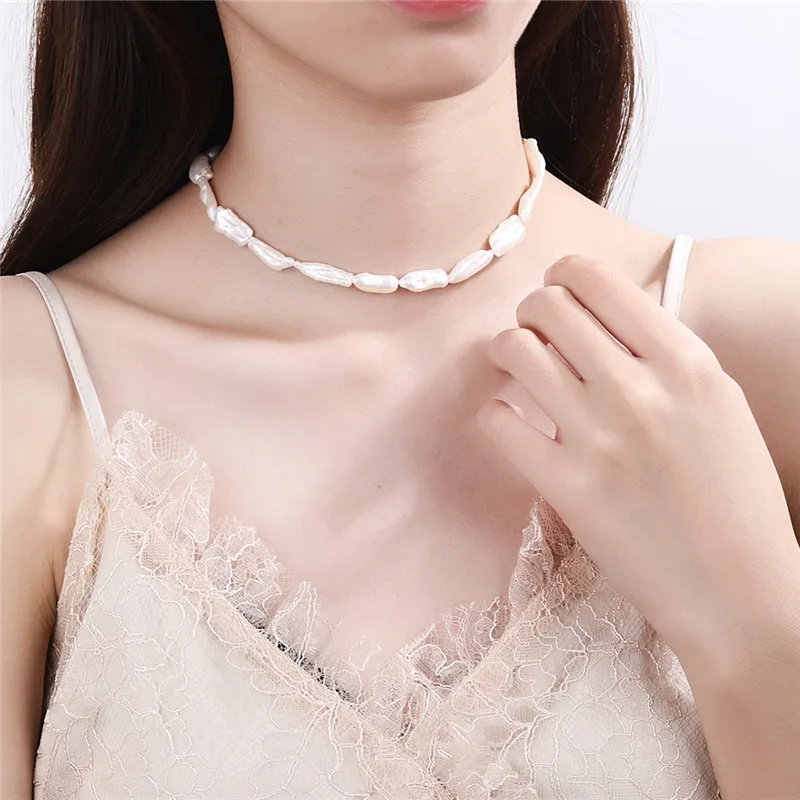 Silvology 925 Sterling Silver Natural Pearl Torques&amp Choker Necklace Luxurious for Women Fashionable French Jewelry | Украшения и