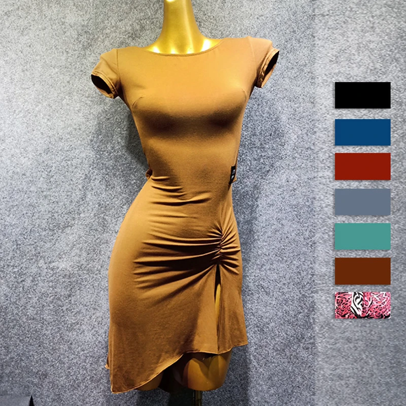 Женское платье для латиноамериканских танцев разноцветное из модала с открытой