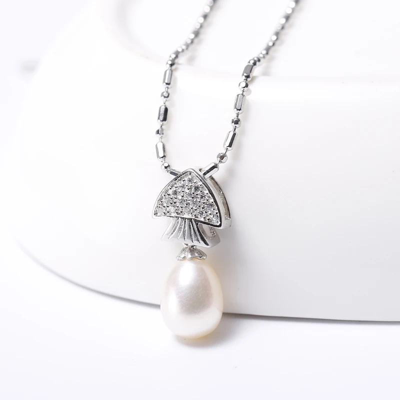 Милый Стиль Рыбы Кулон Летняя Мода 7 8 мм Белый цвет Натуральный Речной Жемчуг 925