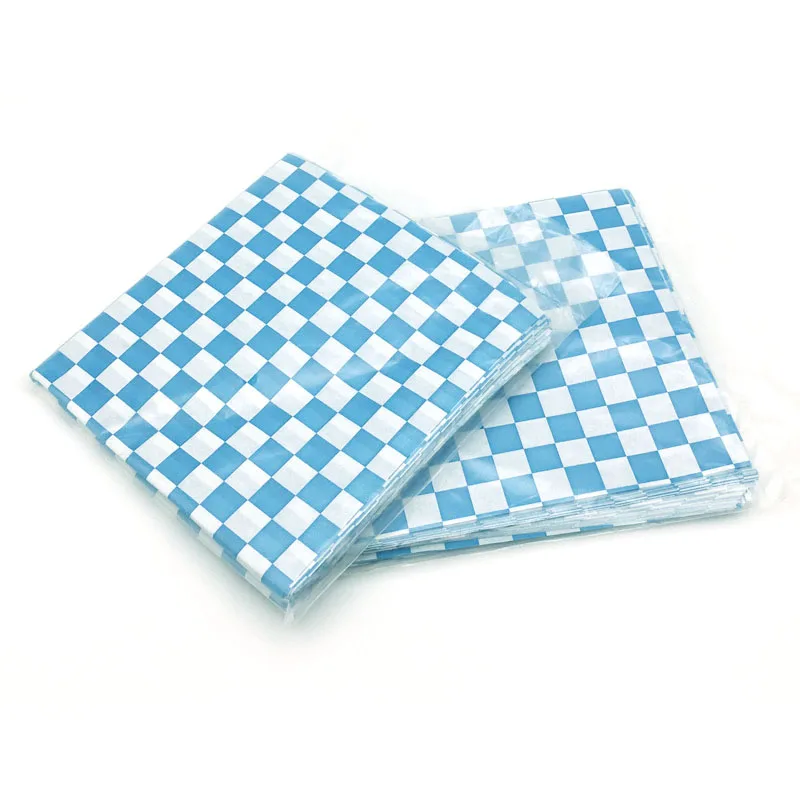 12''x12''Blue проверить сухой выпечки вощеная бумага с рисунком для кулинарно