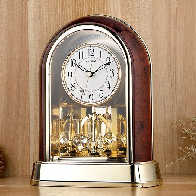 woodgrain RHYTHM Brand European classical Table Clock living room office mute modern fashion desk clock creative decoration 4SG696 - Цвет: woodgrain