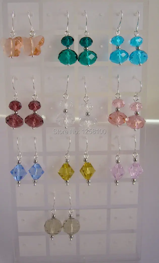 Handmade crystal earrings plus hand-painted glass beads/ Crystal for women/ E140431 | Украшения и аксессуары