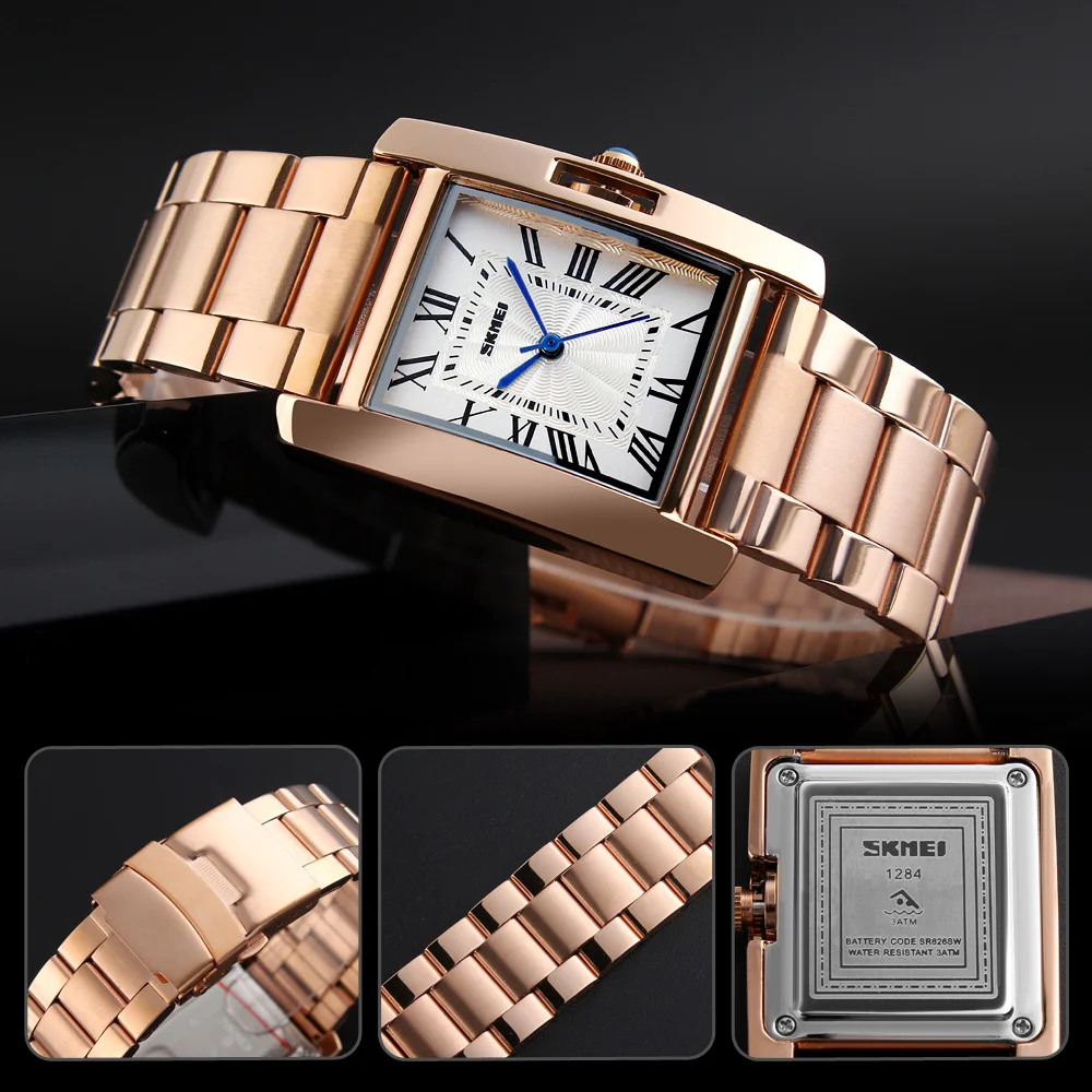 

SKMEI Brand Luxury Ladies Watches Fashion Quartz Wristwatch Rose Gold Femme Clock Stainless Steel Wristwatch Relogio Feminino