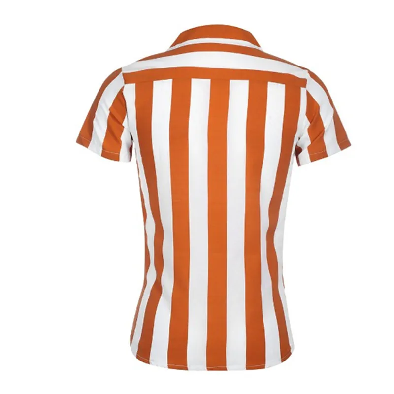 Мужская рубашка с принтом в разноцветную полоску коротким рукавом Chemise Hombre