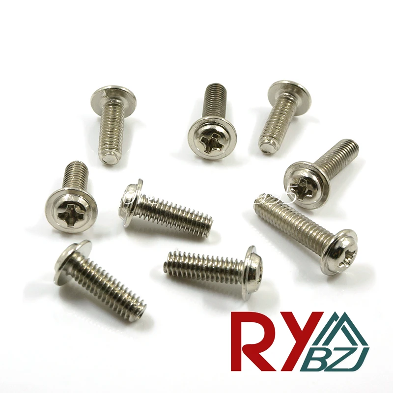 

200pcs/lot M2/M2.5/M3/M4*L Length(L)=3~16mm Round head screws whit flat washer ,Nickel plated, DIY model accessories
