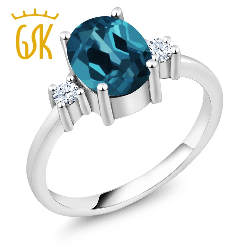GemStoneKing украшения с топазом 1 90 Ct ОВАЛЬНЫЙ натуральный Лондонский голубой топаз