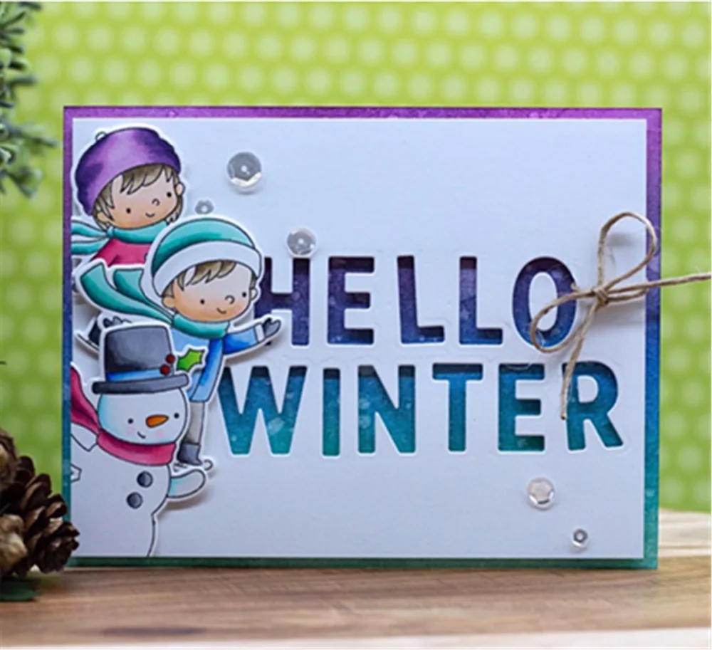 TPP катание на лыжах со снеговиком прозрачные резиновые штампы/Детские штампы и