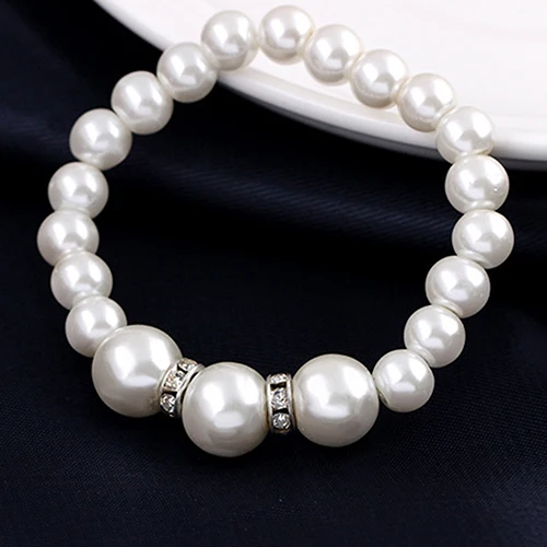 Women's Faux Pearls Alloy Necklace Bracelet Earrings Wedding Bridal Jewelry Set parrure bijoux femme | Украшения и аксессуары