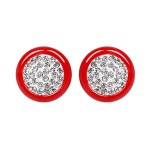 Red Round Earrings Новинка, уникальный дизайн, красный цвет, серьги-гвоздики из керамики, модный стиль, полный индивидуальности, очаровательные женские серьги, вечерние - Окраска металла: Red Round Earrings