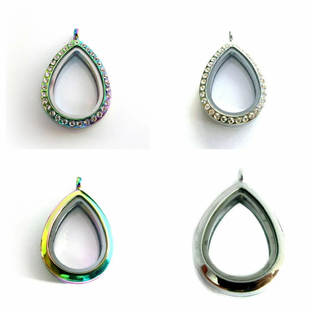 1 шт. плавающий медальон с каплями воды серебряный Радужный цвет Магнитный