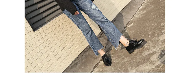 Новое поступление, весенние женские туфли на плоской подошве с острым носком туфли дерби в британском стиле женские туфли из лакированной кожи размеры 34-43