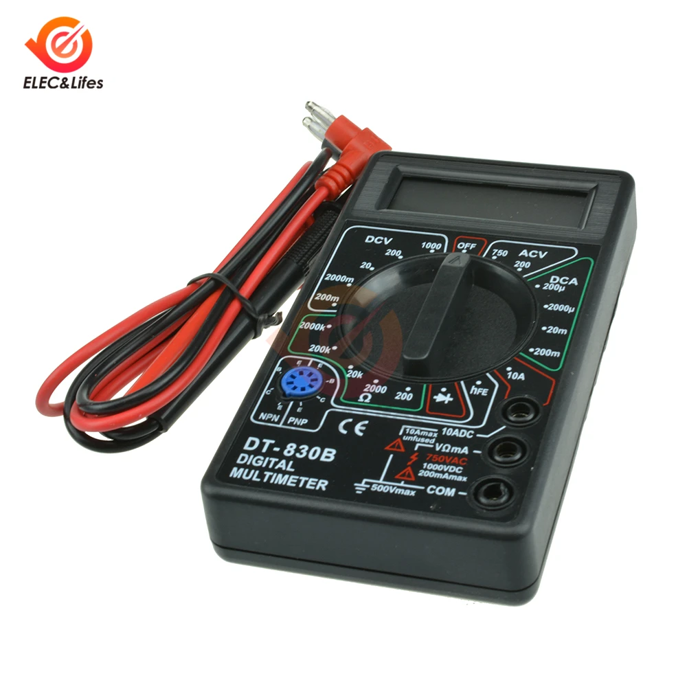 DT830B AC/DC Напряжение ЖК дисплей Цифровой мультиметр 750/1000V Вольтметр Амперметр Ом