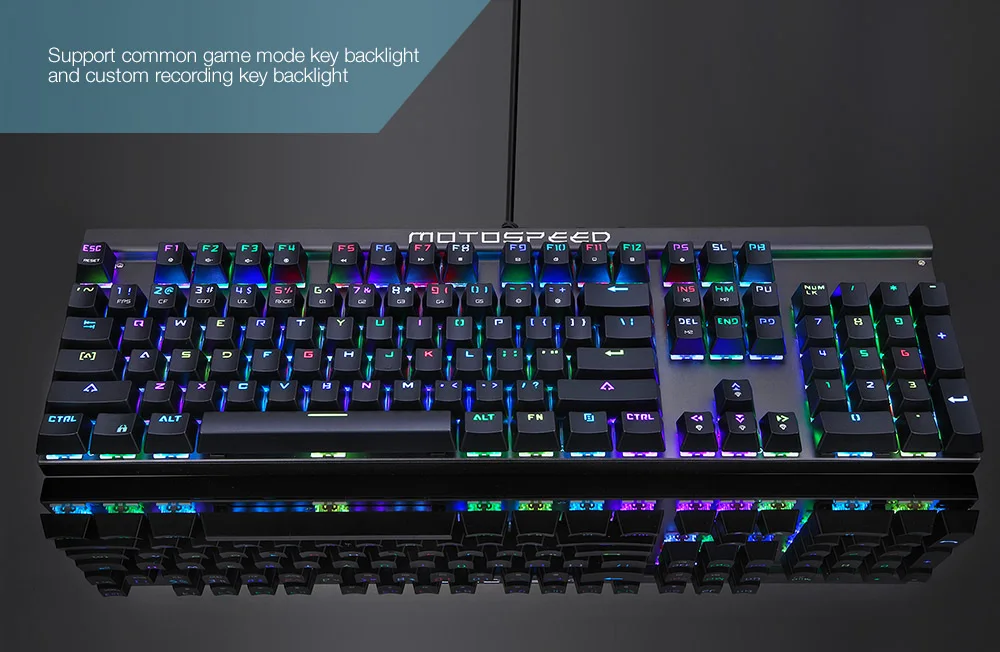 Русская/английская игровая механическая клавиатура Motospeed CK103 14 режимов RGB подсветка USB2.0 104 ключи против привидения синий/красный переключатель