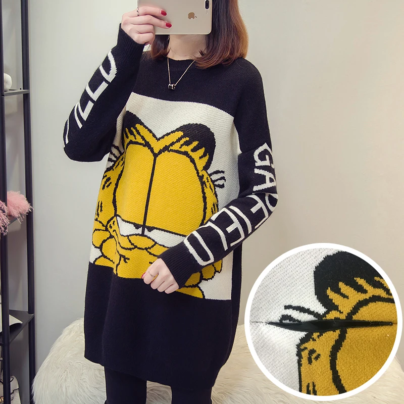 9885# толстые теплые кофты для грудного вскармливания с рисунком кота, осенне-зимние рубашки для кормления беременных женщин, свободные топы для беременных