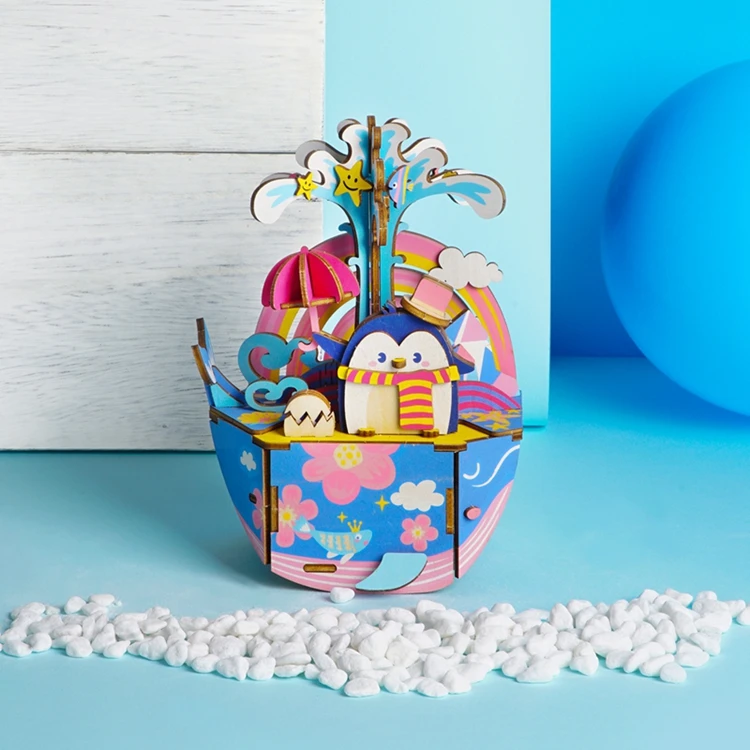 Robud творческий DIY 3D Kitty робот Ballerma игра деревянная головоломка сборки подвижная музыкальная шкатулка игрушка подарок для детей и взрослых AMD