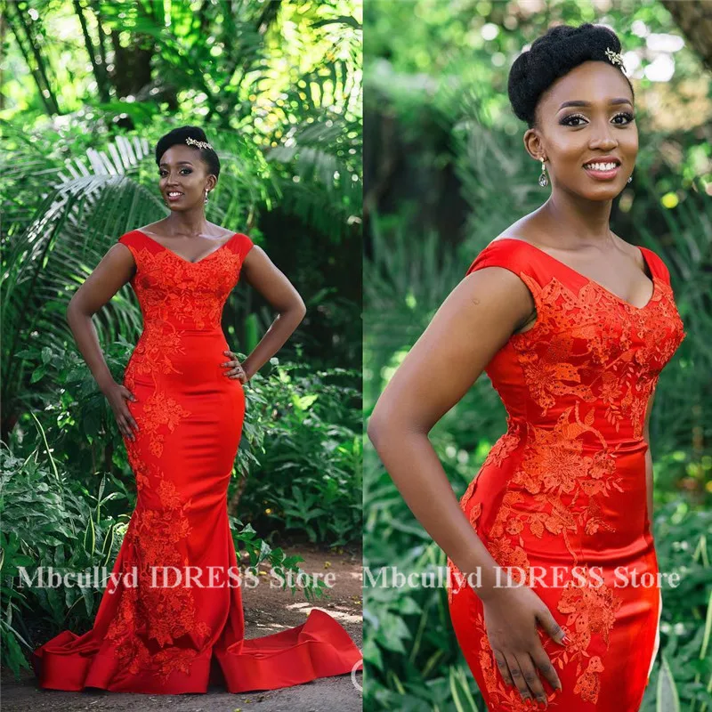 Вечерние платья в африканском стиле с v образным вырезом роскошное Красное