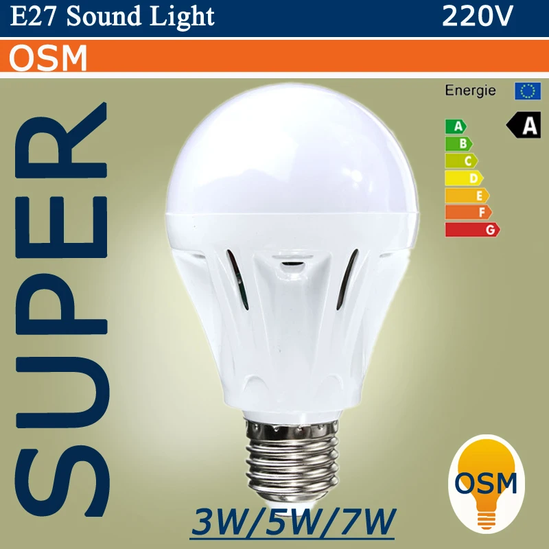 E27 Лампа Датчик Движения Светодиодные Лампы Звук + Свет Управления Авто Смарт