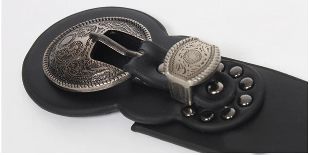 Ремень женский кожаный с металлической пряжкой модный винтажный пояс двойной