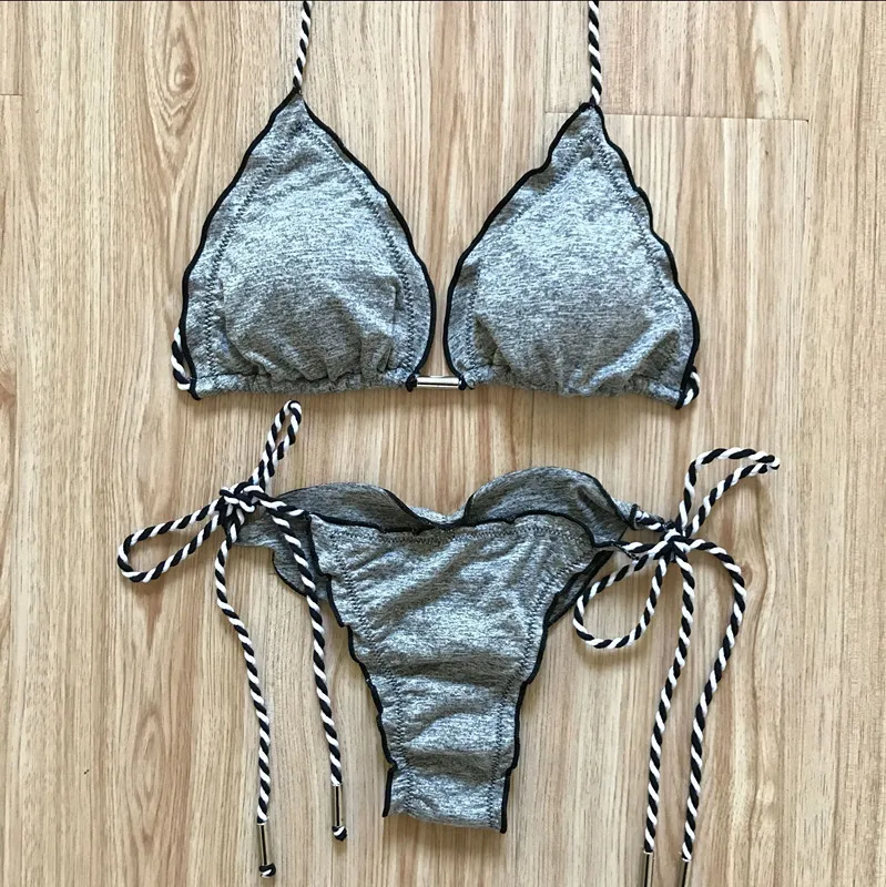 Бикини 2018 серый бюстгальтер купальник женский Maillot De Bain Femme бикини с кисточками