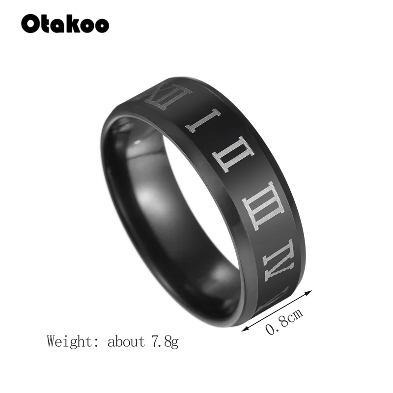 Otakoo модное черное кольцо с римскими цифрами мужское крутое свадебное ювелирное