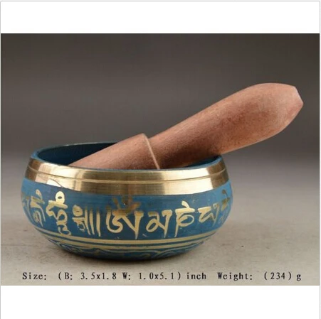 80 мм Тибетский буддизм Купрум Мантра Поющая чаша для йоги антикварное украшение